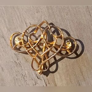 Antique Pocket Watch Holder Gold Tone TINY Brooch Pin [ Read Details ]